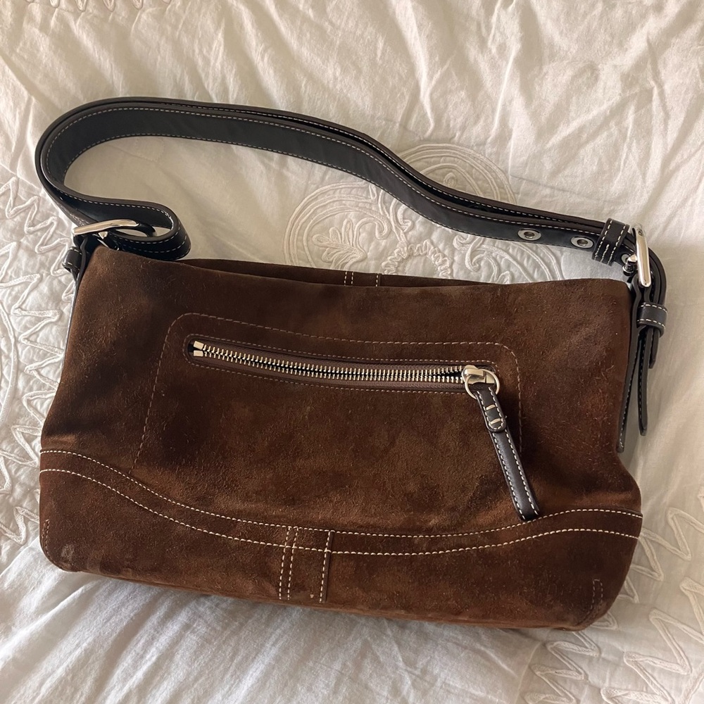 Coach Brown Suede Bag used condition check pictures for flaws